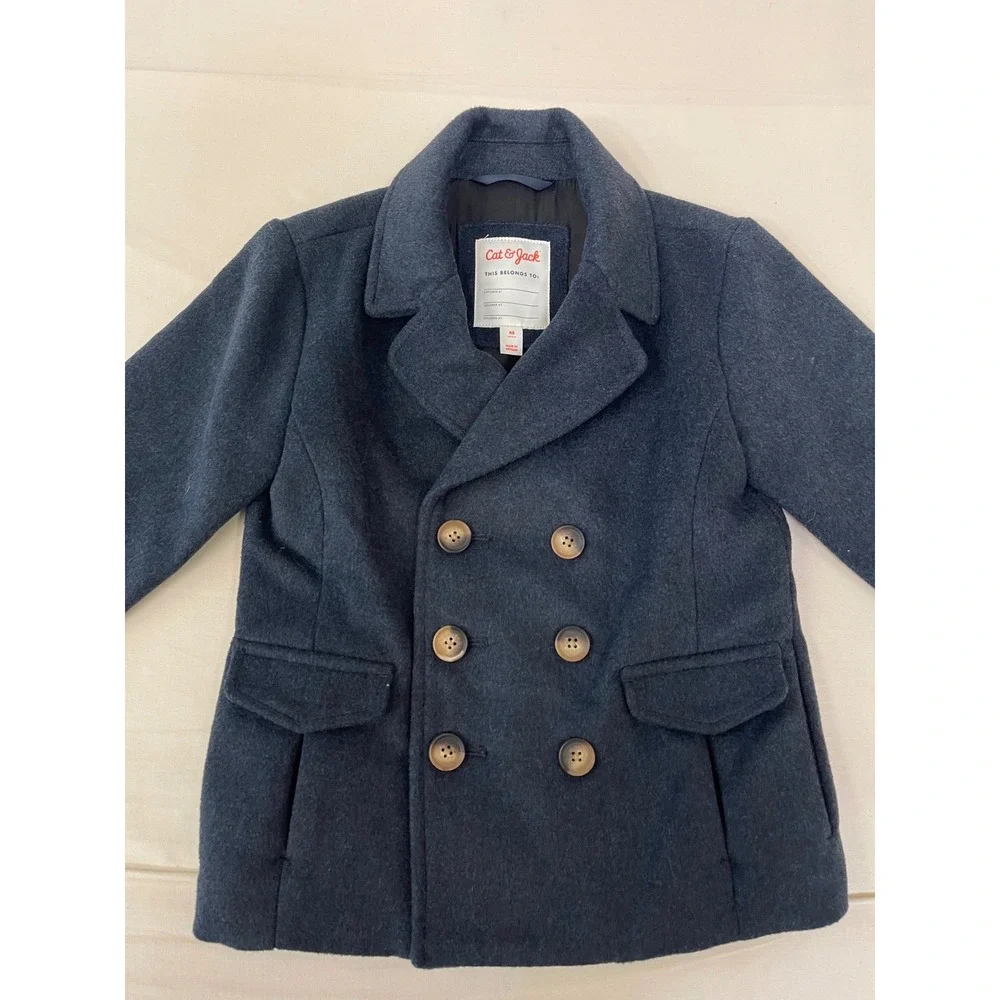 Cat & Jack Kids Navy Blue Double Breasted Peacoat Size XS NWT